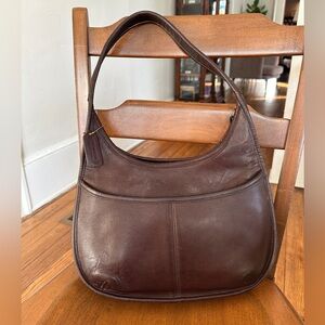 Vintage Coach 9033 Ergo Pocket Zip Shoulder Bag in Brown Leather